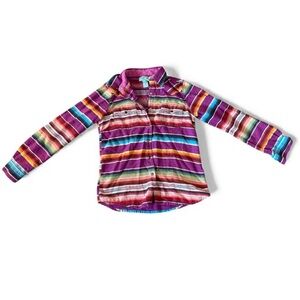 Tasha Polizzi Purple and Red Striped Shirt